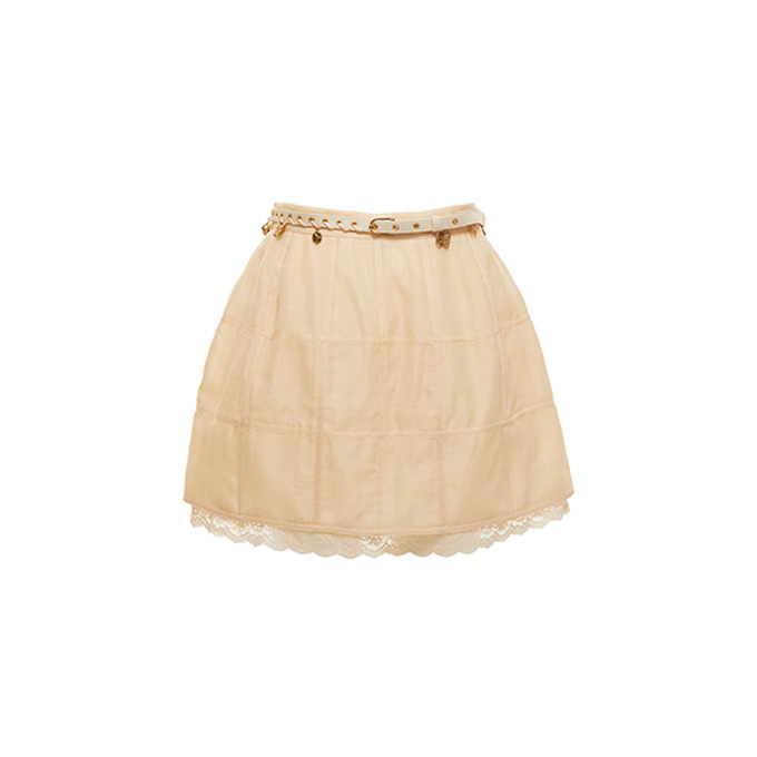 zimmermann a-line linen silk mini skirt